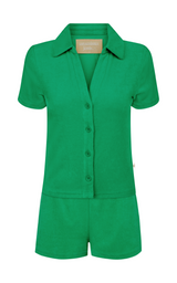 Terry Slim Fit Shirt Set Tropical Green