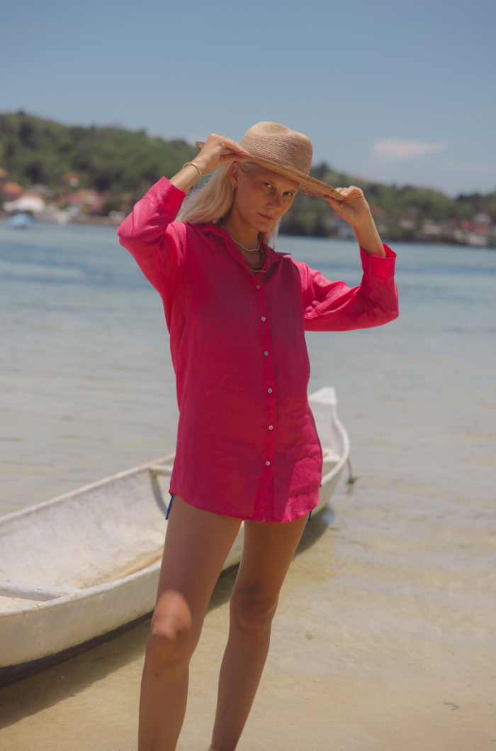 The Monaco Shirt Dress Dragonfruit