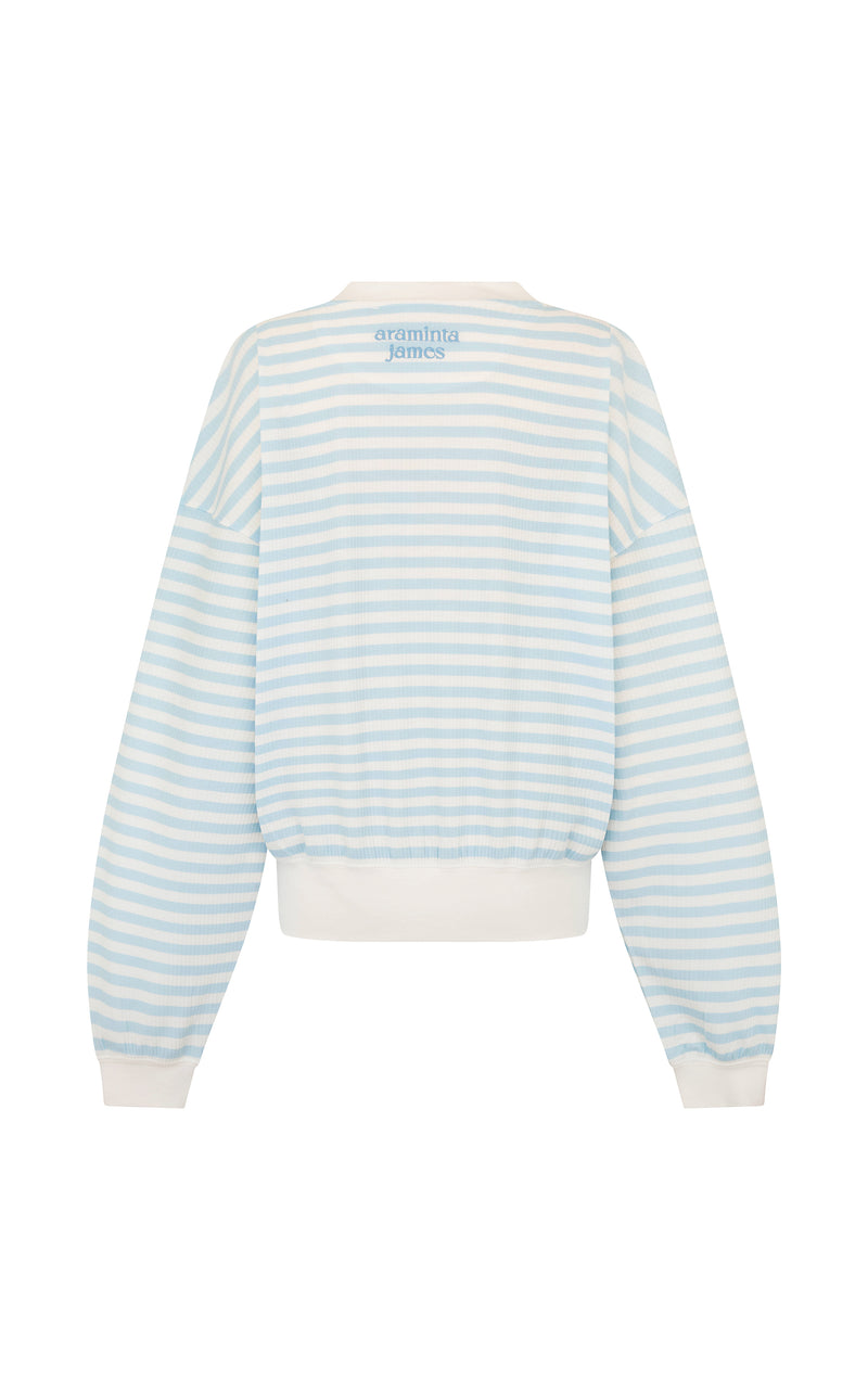Waffle Sweater Blue Stripe