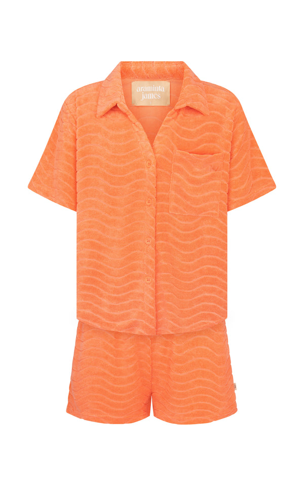Wave Terry Shirt Set Papaya