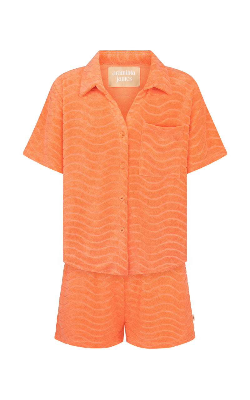 Wave Terry Shirt Set Papaya