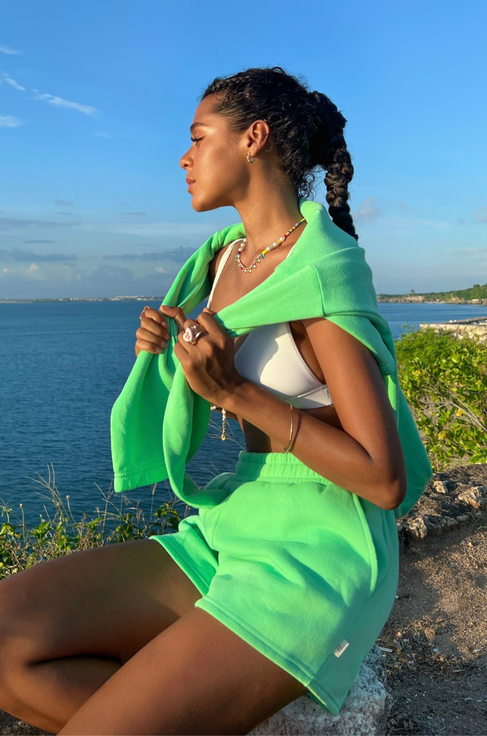 The Weekend Fleece Hoodie Honeydew Green