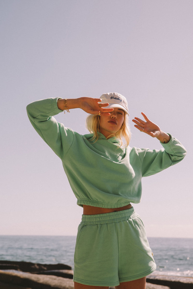The Weekend Fleece Hoodie Honeydew Green