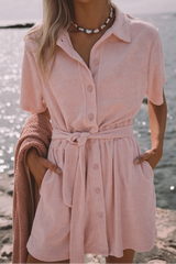 Terry Towelling Dress Dusty Rose